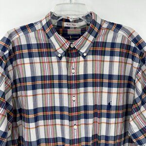 RALPH LAUREN short sleeve shirt authentic bleeding madras button up plaid 2XB